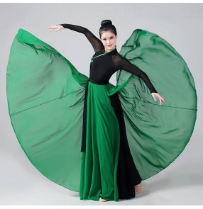 Women girls Green red blue Mongolian dance performance costumes chinese folk grassland dance performances swinging skirts for female